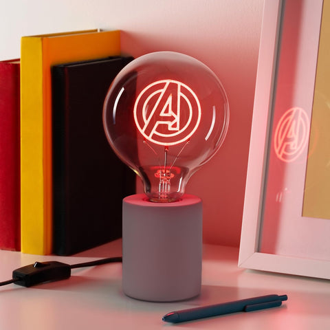Paladone Marvel Avengers Decorative LED Neon Bulb Lamp - E27 Glass Lightbulb, Officially Licensed Superhero Gift, Fun Light for Bedrooms & Homes