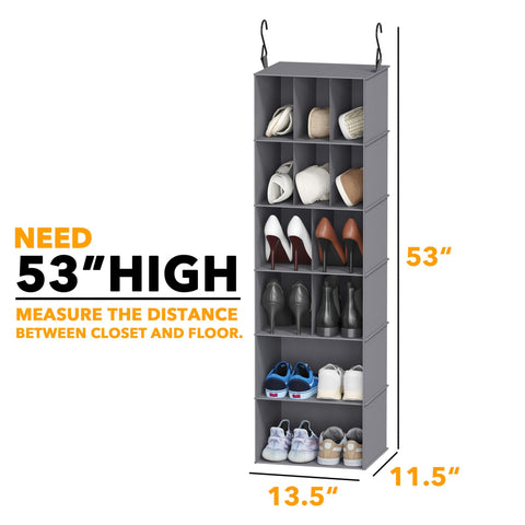 SpaceAid 2-Pack Hanging Closet Organiser, 24 Compartments with Dividers, Black Non-Woven Fabric Storage Shelves for Shoes, Clothes, Wardrobes and RVs