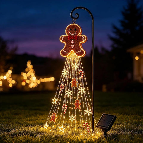 Solar Stake Light Christmas Gingerbread Man Walkway Lighting