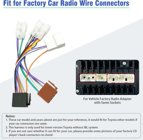 Jayubien Stereo Wiring Harness for Toyota Radio Connector 2003-2012,Compatible with Camry Corolla Tacoma Matrix Tundra 4Runner Prius RAV4 Sienna Cruiser ISO Radio Wire Adapter 20Pin SWC Plug
