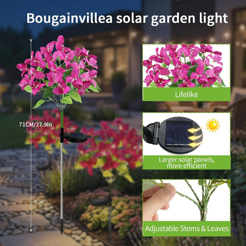 Joyoldelf 2 Pack Purple Bougainvillea Solar Lights for Outdoor Garden
