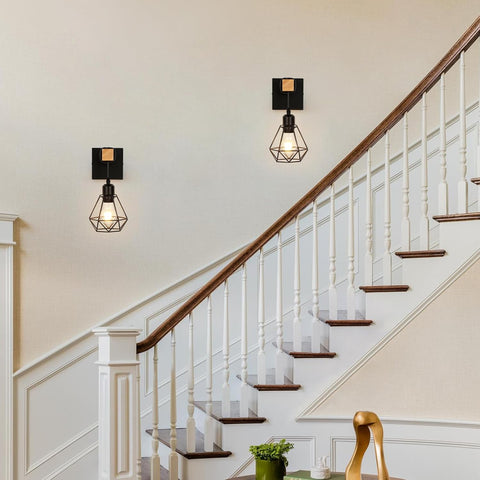 Vintage Wood Industrial Wall Light E27