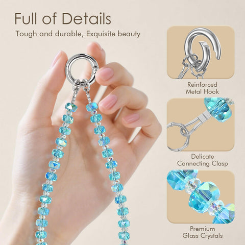 Crystal Glitter Phone Charm Strap Bling Blue