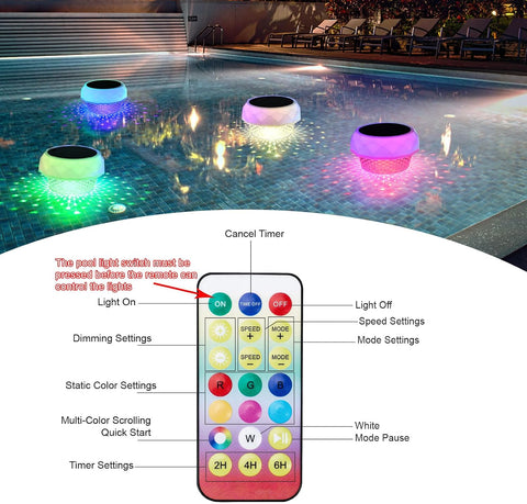 Solar Pond Lights Outdoor – IP68 Waterproof Floating LED Light with Remote Control, Timer & 8-Colour RGB Lighting for Ponds, Pools, Hot Tubs & Garden Water Features