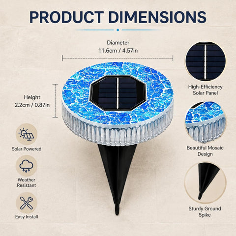 Mosaic Solar Lights Outdoor Solar Waterproof Garden Lights Easy to Install