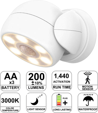 White LED light bulb with motion sensor features on a white background