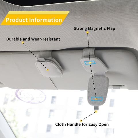 Magnetic Leather Sunglasses Holder for Car Visor