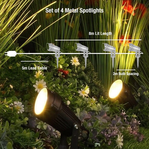 NOMA Black Connectable Outdoor Spotlights (Pack of 4 Lights)