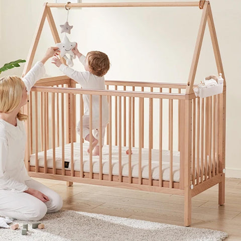 2 Pack Bedside Hanging Storage Organiser Baskets with 2 Detachable Hooks Each, White Plastic Bed Shelf for Phones, Books & Accessories