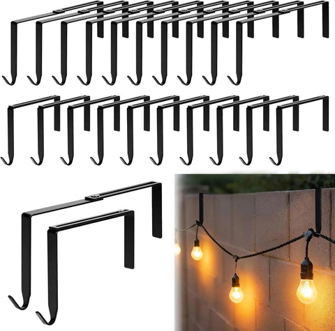 10 Pack Adjustable Outdoor Light Hooks – No-Drill Metal Hangers for Brick, Concrete & Cinder Block Walls, Garden Festoon & Fairy Lights – Hang Your Lights Without the Hassle