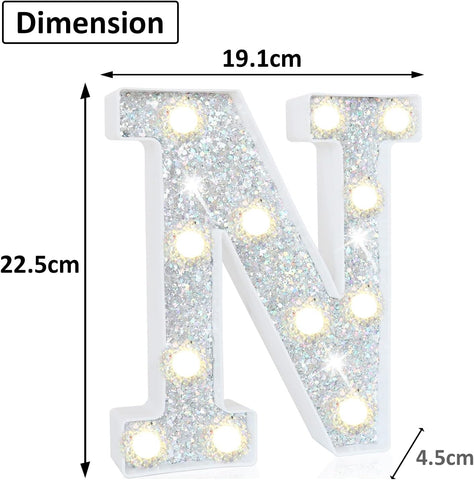LED Marquee Letter Light Silver N - Battery Powered Night Light