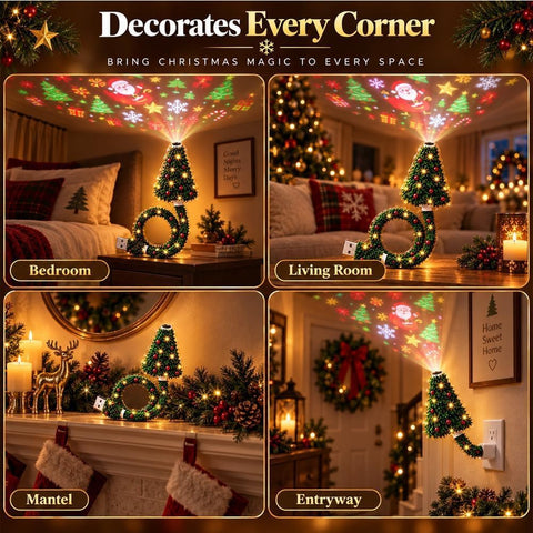Christmas Projector Light – Plug and Play HD LED Christmas Projection Lamp with 6 Festive Scenes, USB Design for Walls, Ceilings & Holiday Decorations