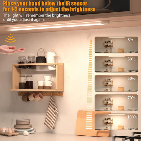 Under Cabinet LED Light 41cm Hand Wave Sensor Dimmable 4000K 430lm