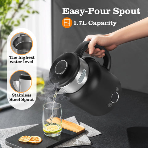 Taylor Swoden 1.7L Electric Kettle – Variable Temperature Control, LED Display, Fast Boil, Double Wall, Keep Warm, Black