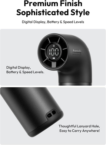 Aecooly Portable Handheld Fan, Powerful Turbo Mini Fan,15H Max Cooling Time,19000 RPM High Speed Aero Pro,6 Speeds Aluminum Case, Pocket Rechargeable Personal Small Travel GIfts for Women Men -Black