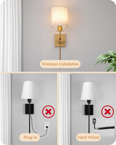 Rechargeable Battery Wall Lights 2 Pack Bronze