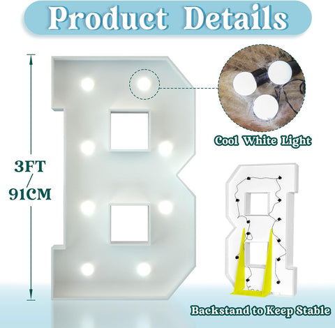 3FT Light Up Letter B – Party Marquee Decoration – UK