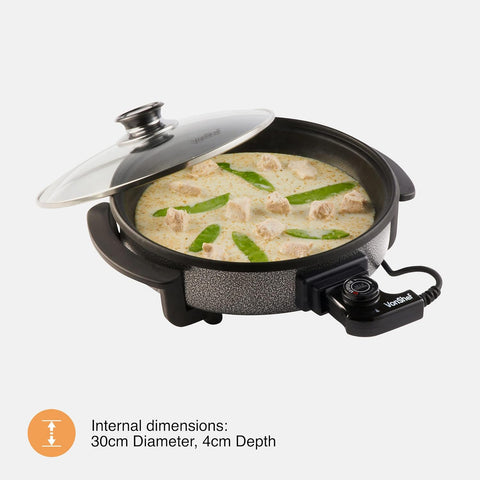 1.5L Electric Multi Cooker Pan – 30cm Non-Stick Frying Pan with Lid, Adjustable Temperature Control, 1500W