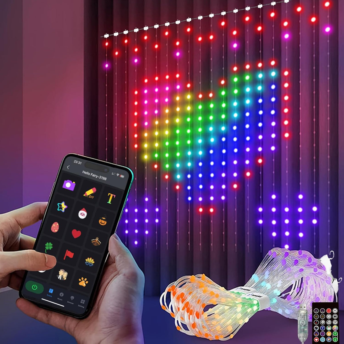 Cortina Smart LED Curtain Lights – 400 Multicolour LEDs with App Control, DIY Patterns & Music Sync for Christmas Windows and Bedroom Décor – Turn Your Window Into a Little Light Show
