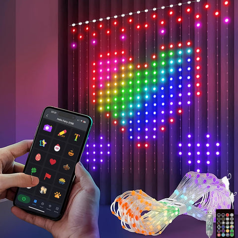 Cortina Smart LED Curtain Lights – 400 Multicolour LEDs with App Control, DIY Patterns & Music Sync for Christmas Windows and Bedroom Décor – Turn Your Window Into a Little Light Show