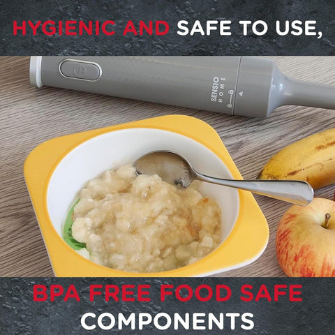 Hand Blender 200W Stick Immersion Blender – Cool Grey Handheld Electric Mixer with Stainless Steel Blade for Soups & Smoothies