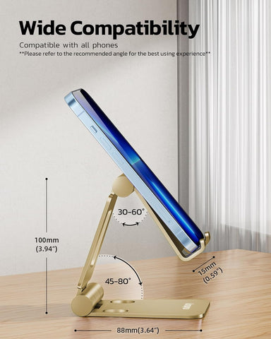 Nulaxy Foldable Adjustable Phone Stand – Gold
