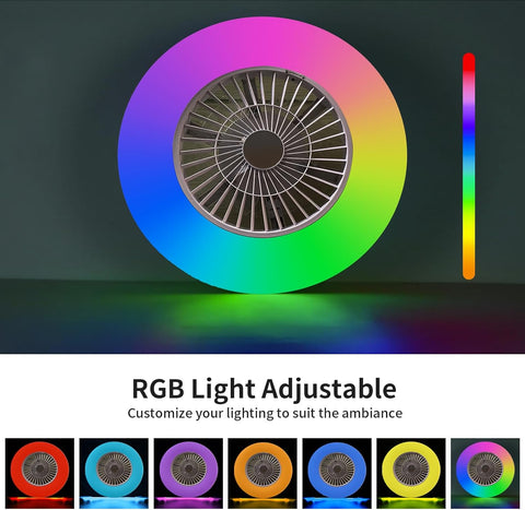 Smart LED Ceiling Light with Fan, RGB Ceiling Fan Light 60CM, Stepless Dimming, App & Voice Control, Modern Ceiling Fan with Lighting for Living Room