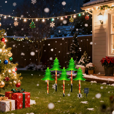 Solar Christmas Decorations Outdoor 5 Piece Ambient Lighting Stakes