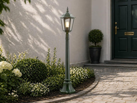 Konstsmide Outdoor Light Firenze Pathway Outdoor Light/ 1 x 100 W E27 Max Bollard/Clear Glass/Aluminium/ IP43/ Outside Light Green, 7215-600