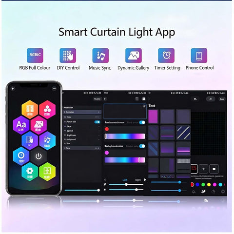 Smart RGB Pixel Curtain Lights 3x2m – 400 LED Christmas House Net Wall Display with App, Remote Control, Music Sync & DIY Effects - Turn Your Wall Into a Christmas Light Show