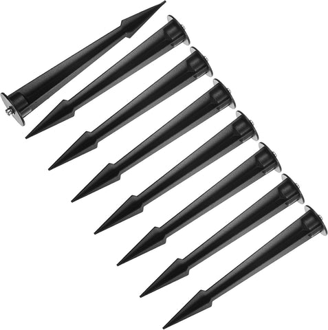 M METERXITY 8-Pack Metal Flood Light Ground Stake, 1.7" Diameter x 8.3" Height Outdoor Light Stakes Replacement for Landscape/Garden/Yard/Lawn/Pathway [Black]