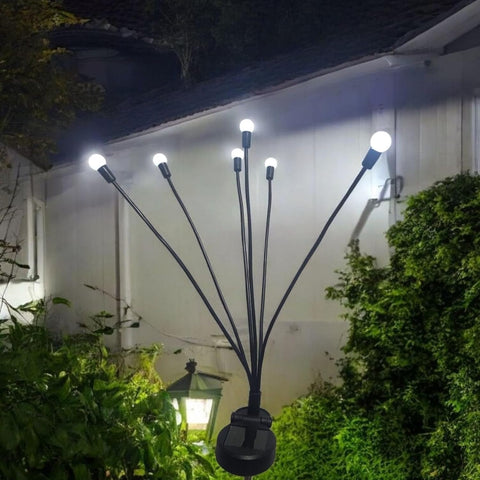 Divas World Decorative 6-Branch Solar Garden Lights Outdoor, 70cm Tall LED Pathway Lighting for Yard/Driveway/Patio, Weatherproof Dusk to Dawn Auto Operation, Warm White Solar Stake Lights
