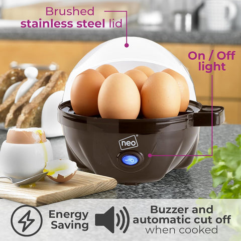 3-in-1 Electric Egg Cooker Boiler Poacher & Omelette Maker with Timer – Black & Clear