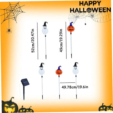 Halloween Yard Stakes with 6Pcs Ghosts Pumpkin Solar Lights, 8 Modes Waterproof Solar Halloween Lights for Garden, Yard, Pathway, Spooky Outdoor Decorations