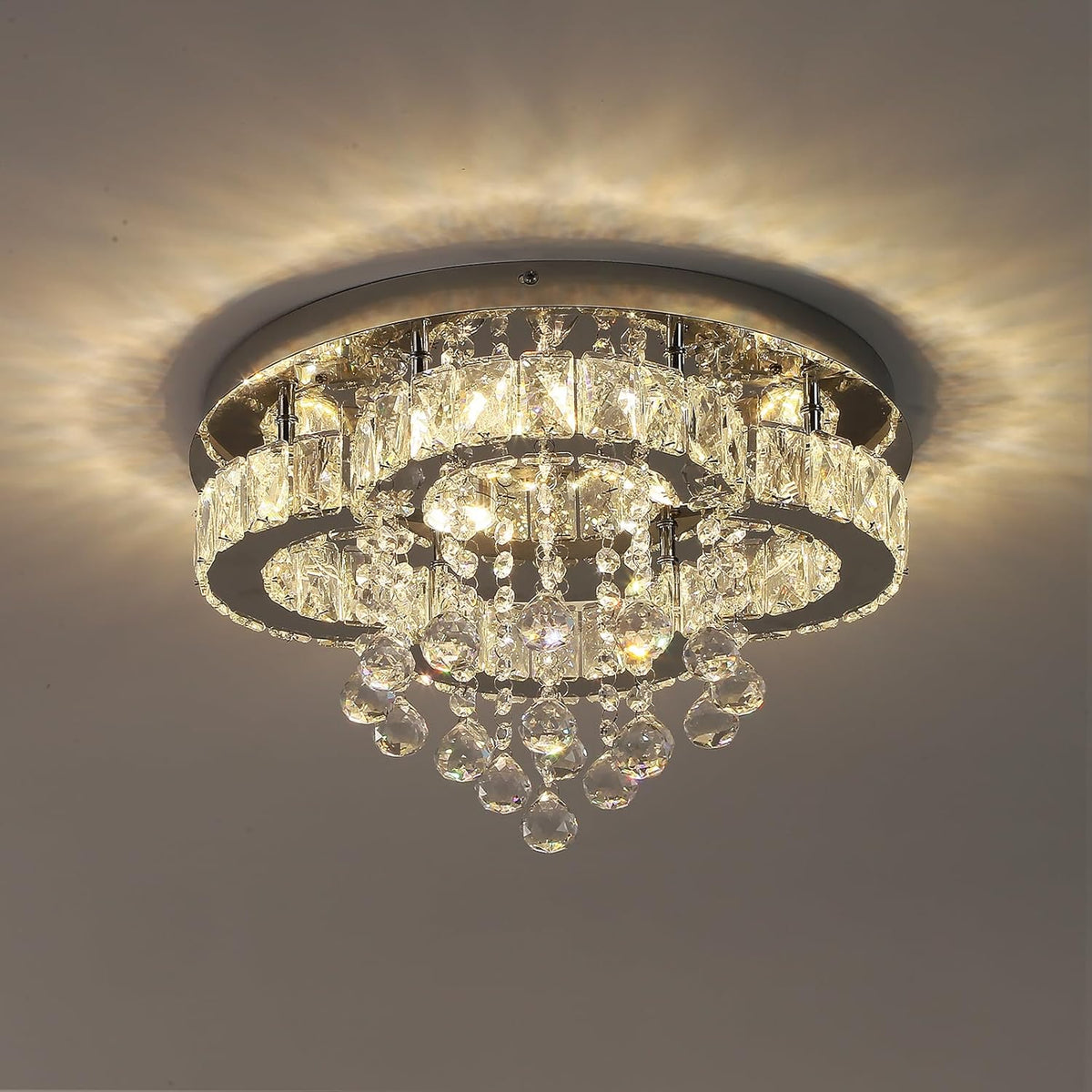 Chandelier ceiling light fixture on a neutral background