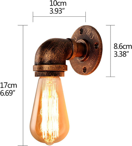 Industrial Steampunk Pipe Wall Sconce Brass 2 Pack