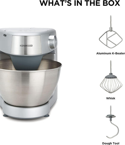 Kenwood Prospero Plus Stand Mixer – 4.3L Bowl, 1000W Motor, 3 Bowl Tools, Compact Design, Silver