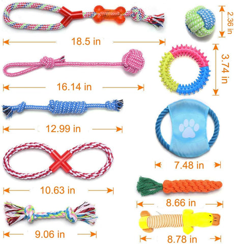 Puppy Chew Toys - 100% Natural Cotton Rope for Small & Medium Dogs (10 PCS)