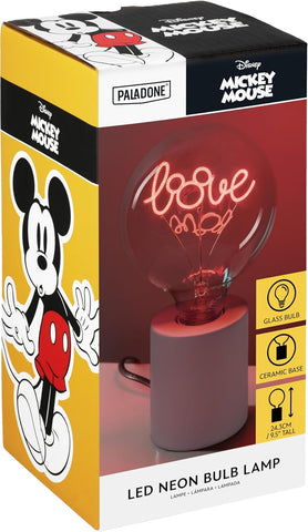 Paladone Disney Mickey Mouse Decorative LED Neon Bulb Lamp - E27 Glass Lightbulb, Officially Licensed Collectible Gift, Fun Light for Bedrooms & Homes, Red
