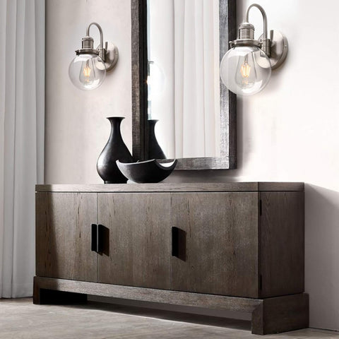 Yosoan Industrial Globe Wall Sconce with Clear Glass Shade