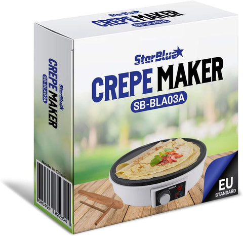 StarBlue 30.5cm White Electric Pancake & Crepe Maker 1000W – Adjustable Thermostat
