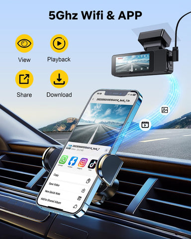 GKU 4K Front & Rear Dash Cam with 3.18" Touchscreen Black