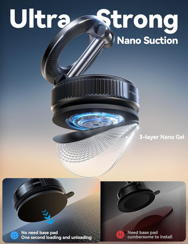 JOYROOM Black Suction Cup MagSafe Car Mount – 360° Vacuum Phone Holder