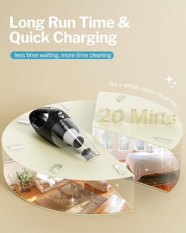 Powools Silver Handheld Cordless Vacuum Cleaner with LED Light