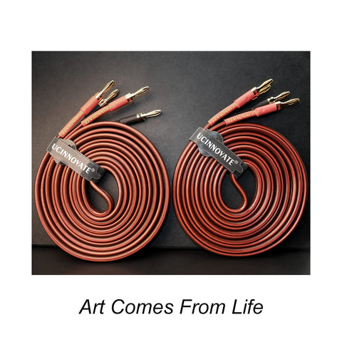 Speaker Wire Cable with Banana Plug, 2 Pack High-end Pure Copper 1.5m Gold-Plated Banana Tip Plugs Male to Male 600 Strand Speaker Cable Audio HIFI System 4.9FT