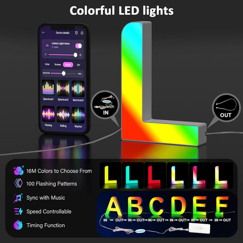 LED Light Up Letter L – USB Colour Changing Night Light