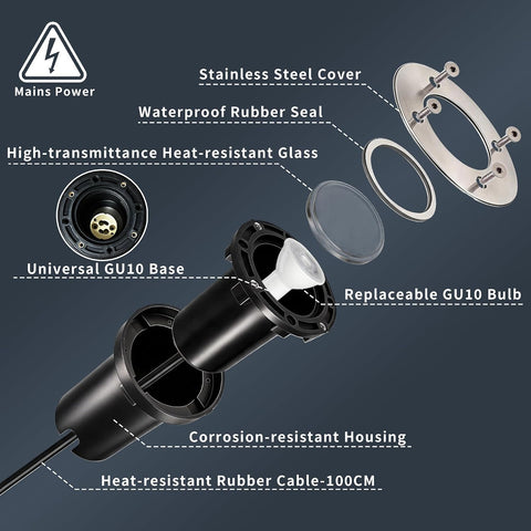 Outdoor Recessed Ground Lights 4 Pack,IP67 Buried Lights with Bulb