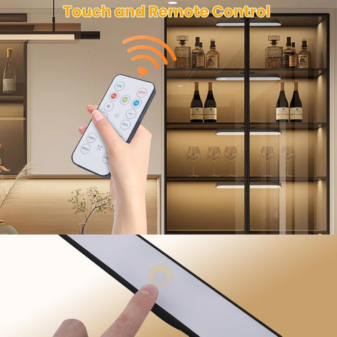 2 Pack LED Under Cabinet Lights – Rechargeable Dimmable Kitchen Lights with Touch & Remote Control, 3 Colour Temperatures - Put the Right Light Exactly Where You Need It