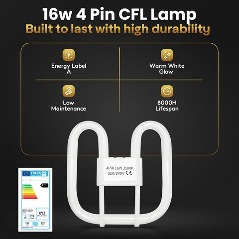 16W GR10q 2D Square CFL Bulb 3500K Warm White