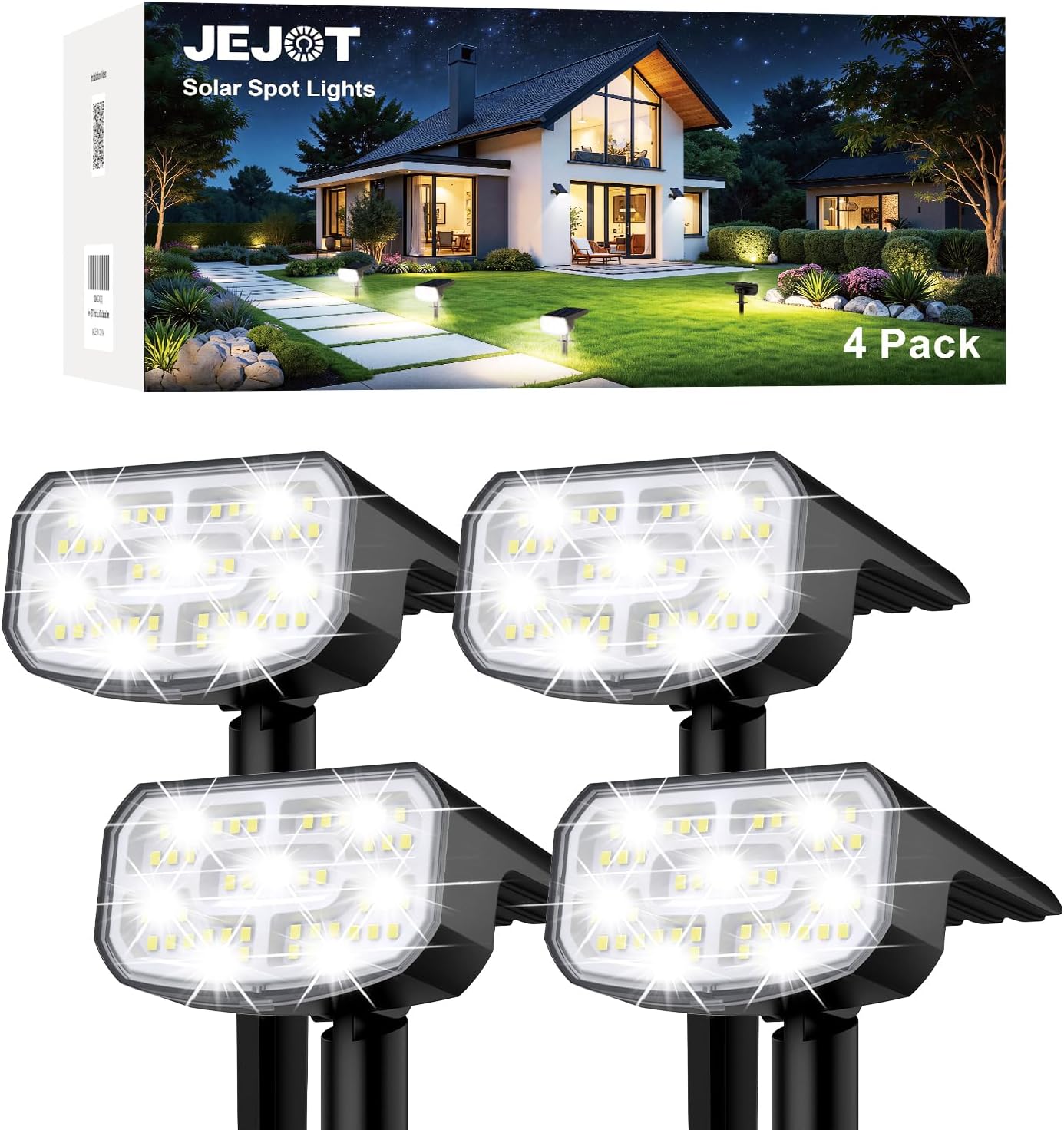 AUDERWIN Solar Spot Lights Outdoor Waterproof, 3 Packs, Cool White